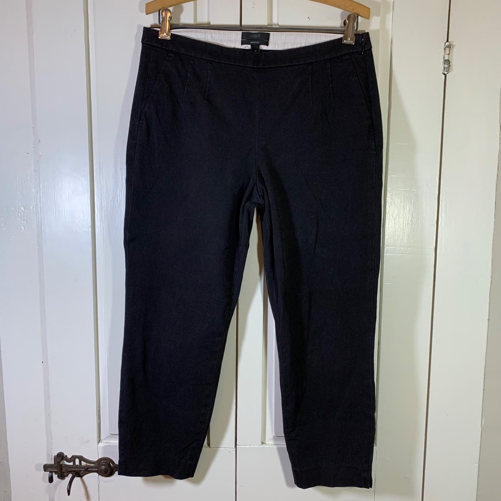 J.Crew Martie Slim Fit Cropped Pants Black Side Zip Stretch B8521 Womens 10